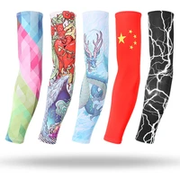 summer sunscreen tattoo longsleeve arm cover ice silk outdoor basketball elbow pad cycling cuff print driving arm sleeves warmer