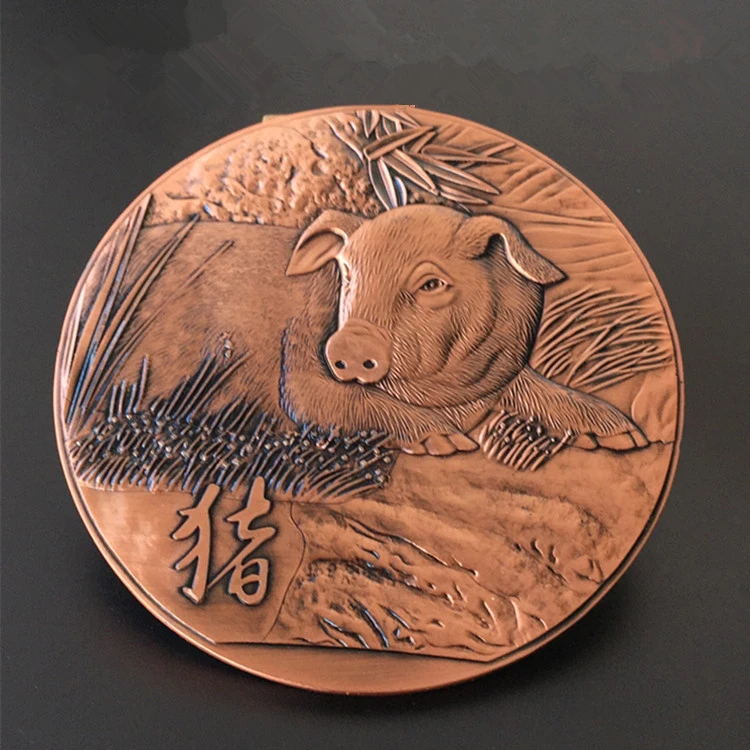 Чистая медь Двенадцать китайских знаков зодиака Свинья медная пластина