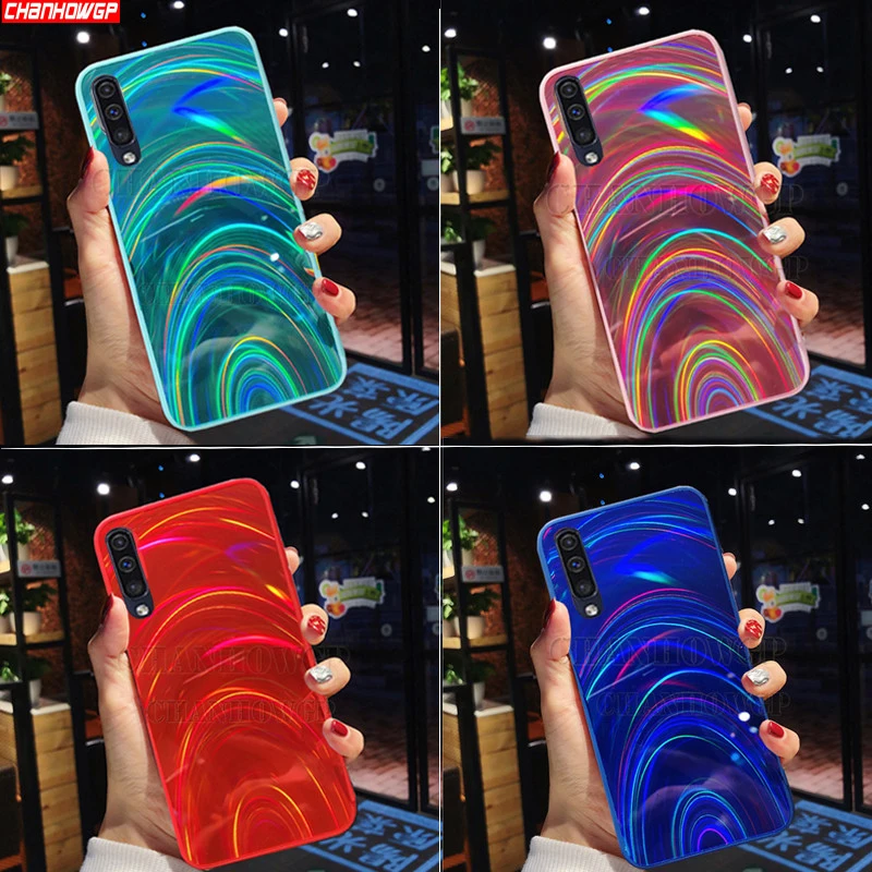 Чехол для телефона Samsung Galaxy A70 A50 A30 A30S A50S A20 A10 S8 S9 S10 Note 10 Plus Note9 Радужный Блестящий