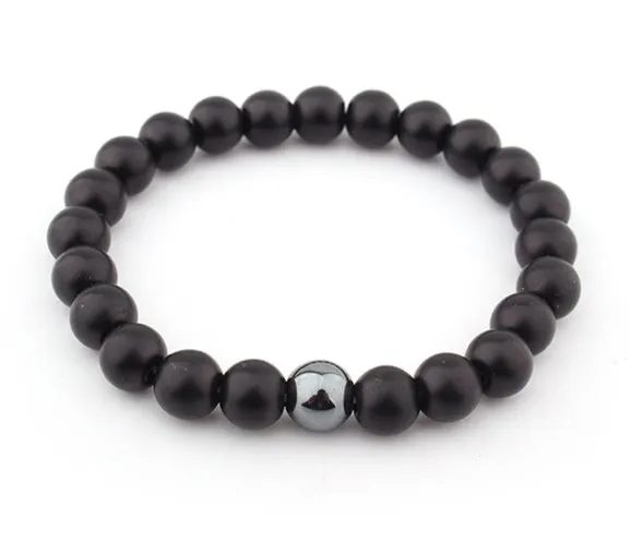 8 мм черный Панк Многоцветный Агат Чакра Исцеление Рейки Будда Йога браслет