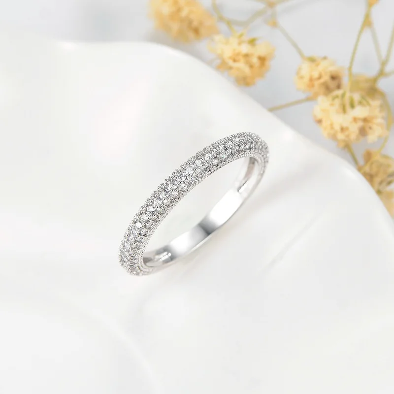 

S925 Sterling Silver Stackable Love With Diamond Ring For Women Wedding Bands Party Gift Fashion Jewelry Engagement Rings Women