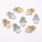 10 шт. сплав кристалл Фатима рука серьги талисманы турецкий Винтаж Фатима браслет ожерелье кулон Diy Ювелирные изделия сделать фурнитуру