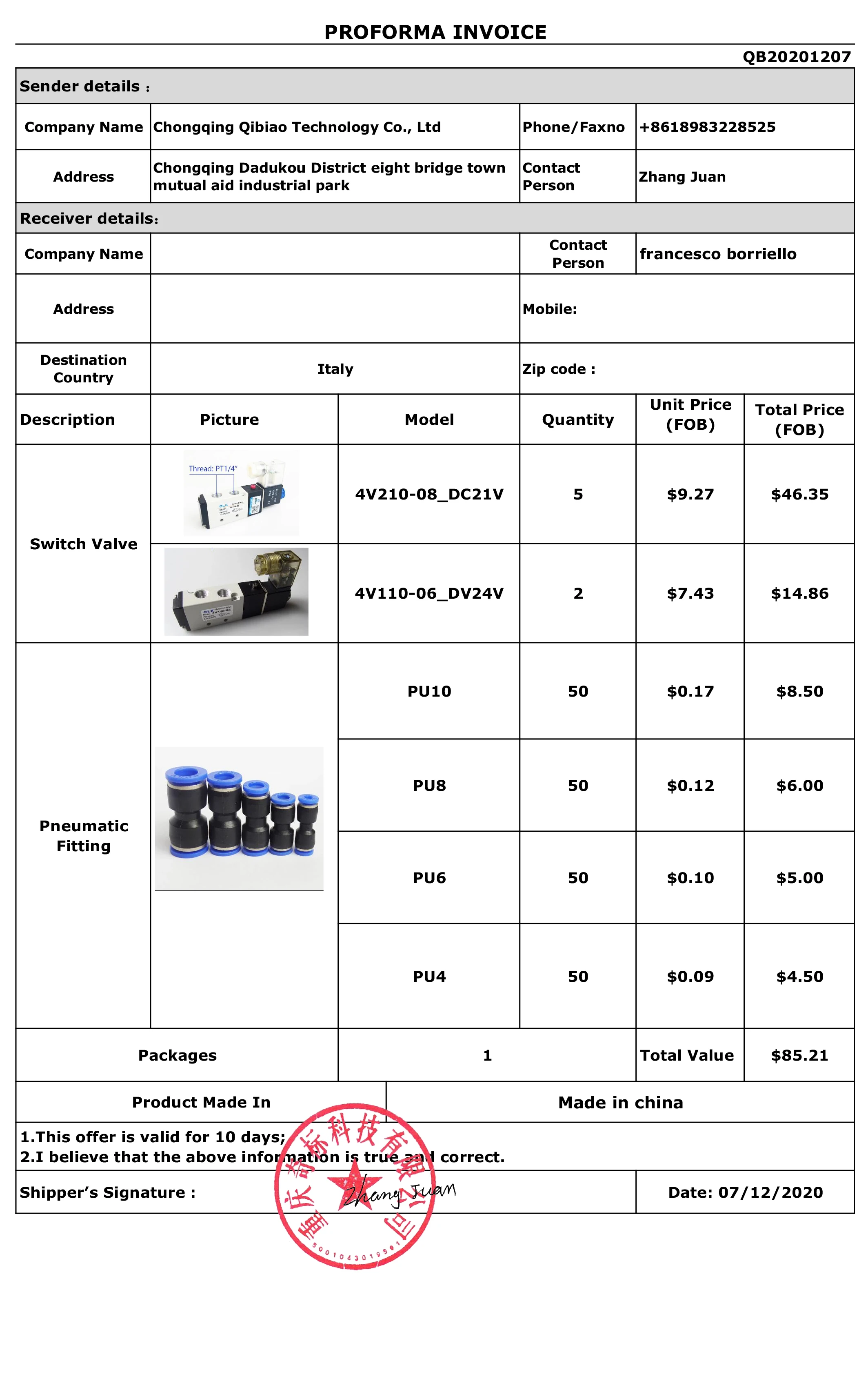 

Switch Valve , Pneumatic Fitting