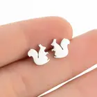 Серьги-булавки женские из нержавеющей стали, серьги с белкой, 2021