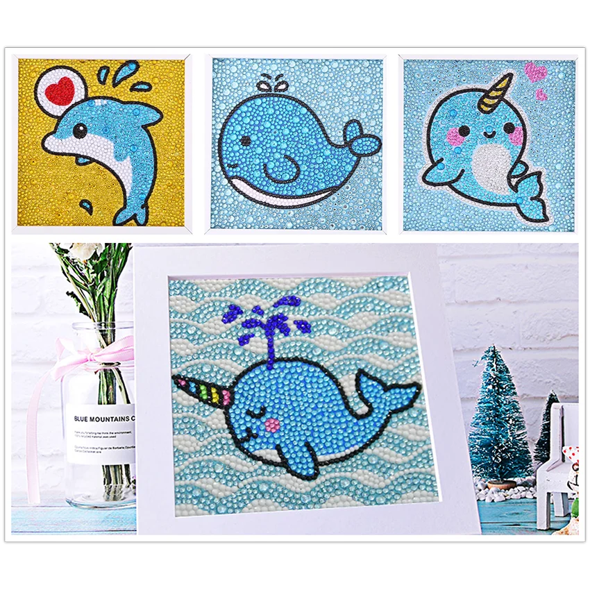 

5D Diamond Painting Kit for Kids without Frame DIY Full Drill Painting by Number Kits Kids Gift for Home Wall Decor- Dolphins