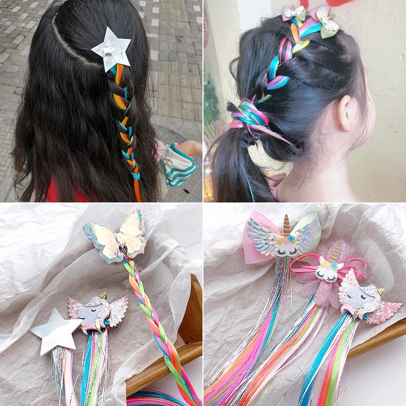 Ful Unicorn Butterfly Star Wig Hairpins Children Hair Clips Headbands Barrettes Kids Hair Accessories