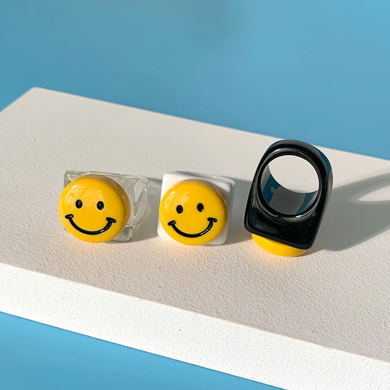 Женское кольцо со смайликом в Корейском стиле винтажные кольца бижутерия ручной