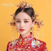 himstory ancient handmade long tassel vintage bride hair accessories chinese classical wedding headdress jewelry hair headpieces