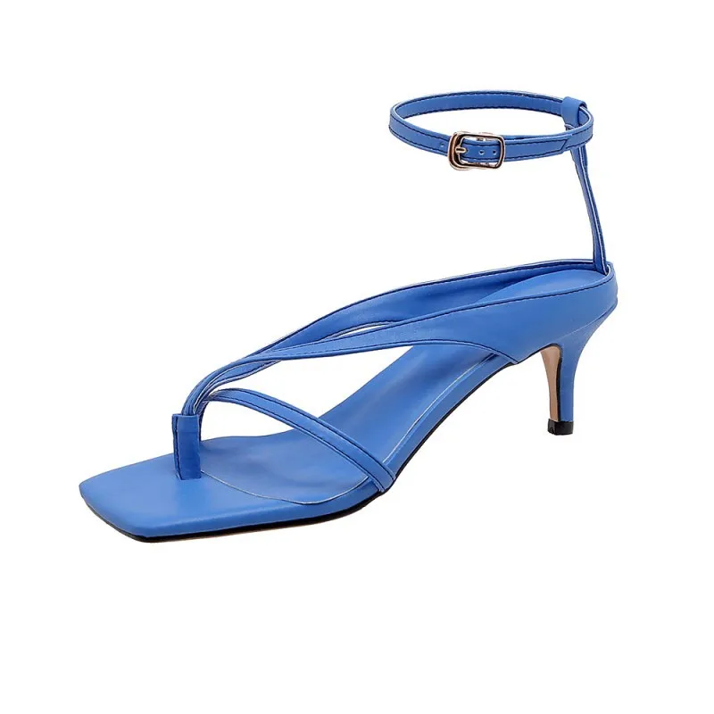 

Roman fashion sandals women's new summer 2020 thick heel cross word with high heel clip toe