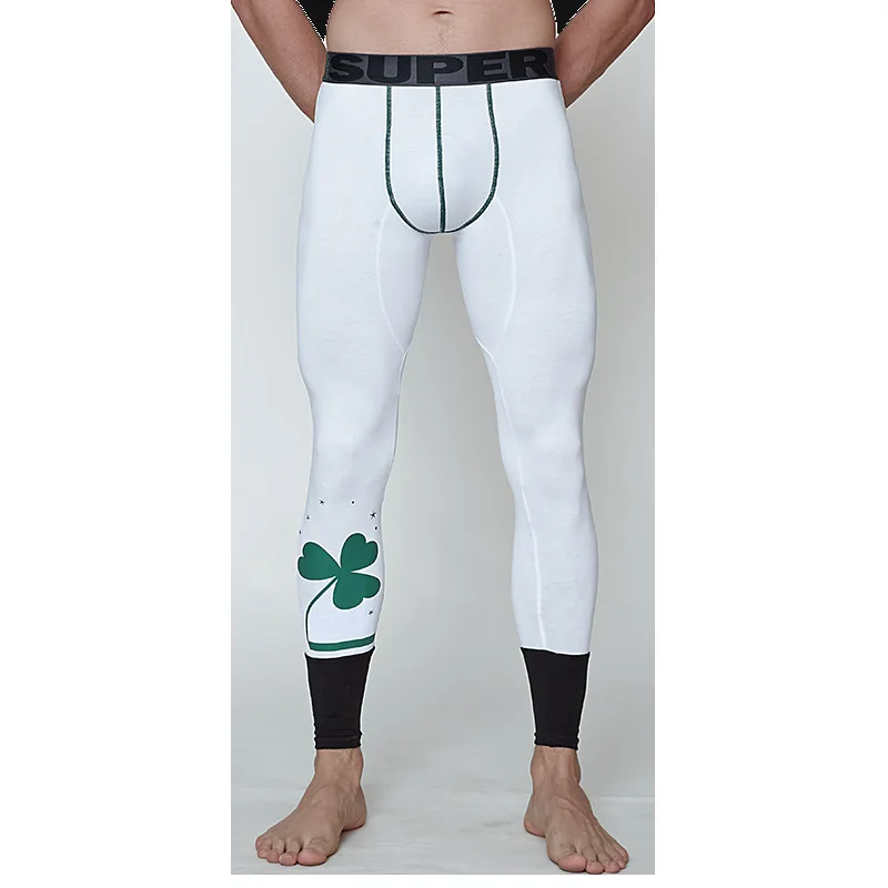 

Men's cotton in the green waist thin solid cotton Long johns fashion male legging pants men's leggings