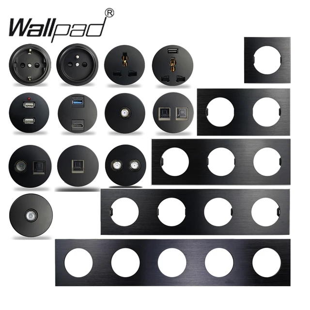 Wallpad L6 White Crystal Glass Wall Light Switch EU French Socket USB ...