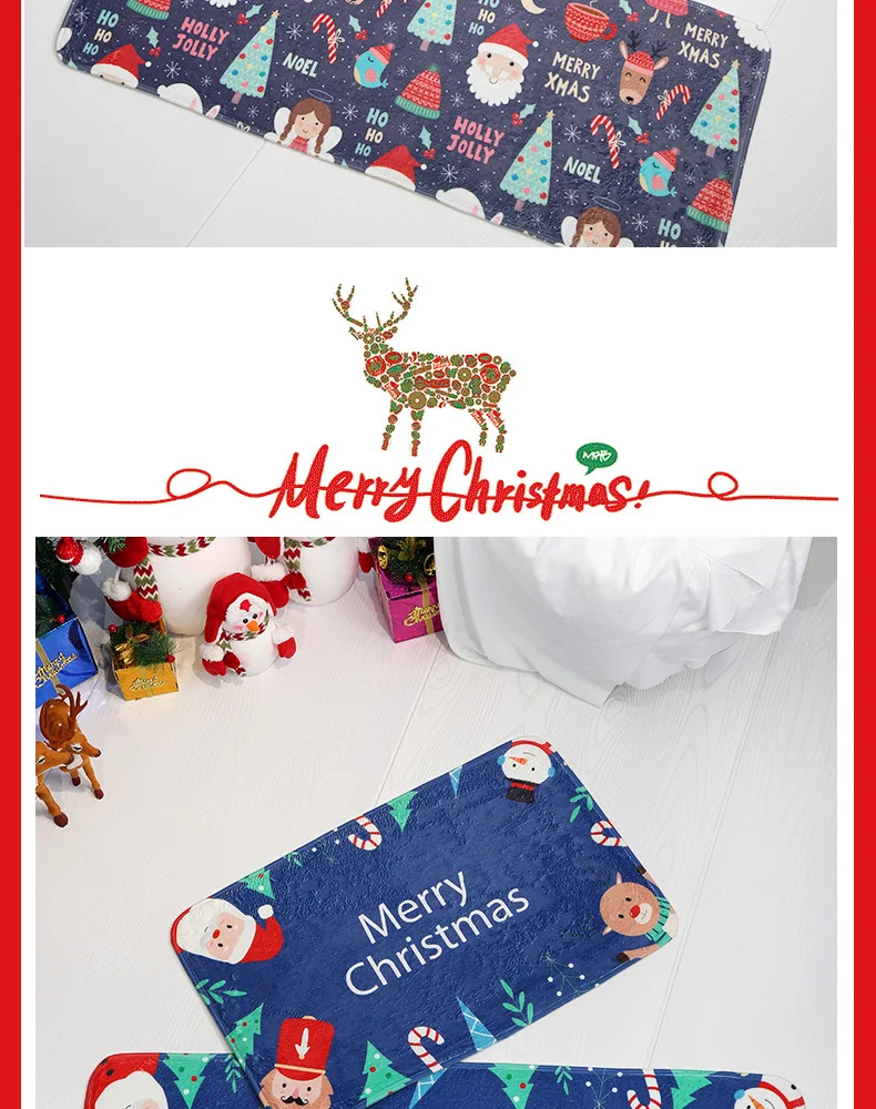 Navidad фланелевый Противоскользящий коврик веселый коврик с рождественским дизайном Дед Мороз напольный ковер для ванной комнаты Рождественское украшение для дома