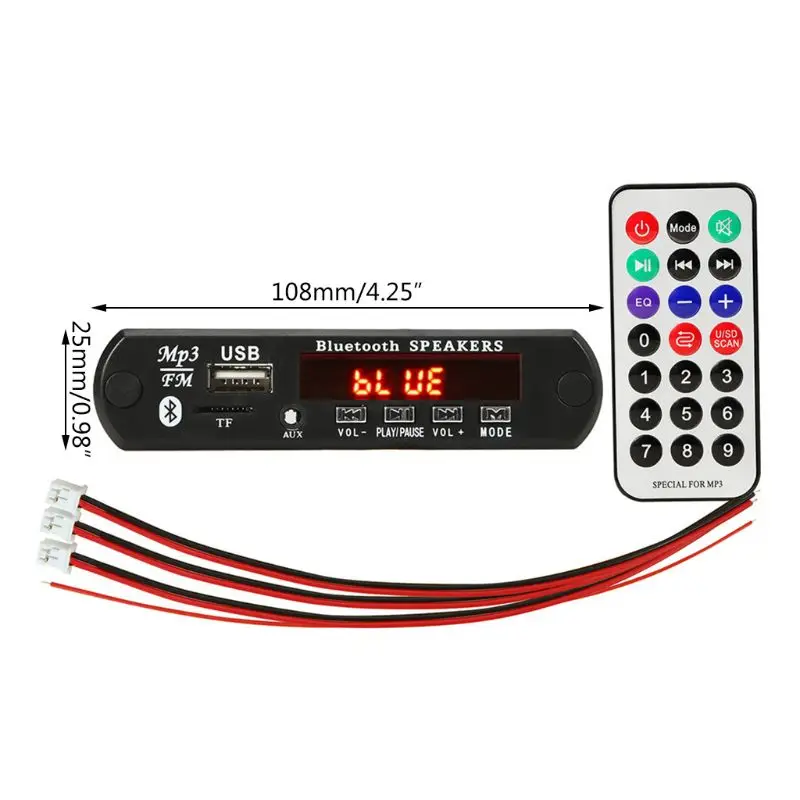 

Wireless Bluetooth 12V MP3 WMA Decoder Board Audio Module USB TF Radio FM AUX For Car Accessories
