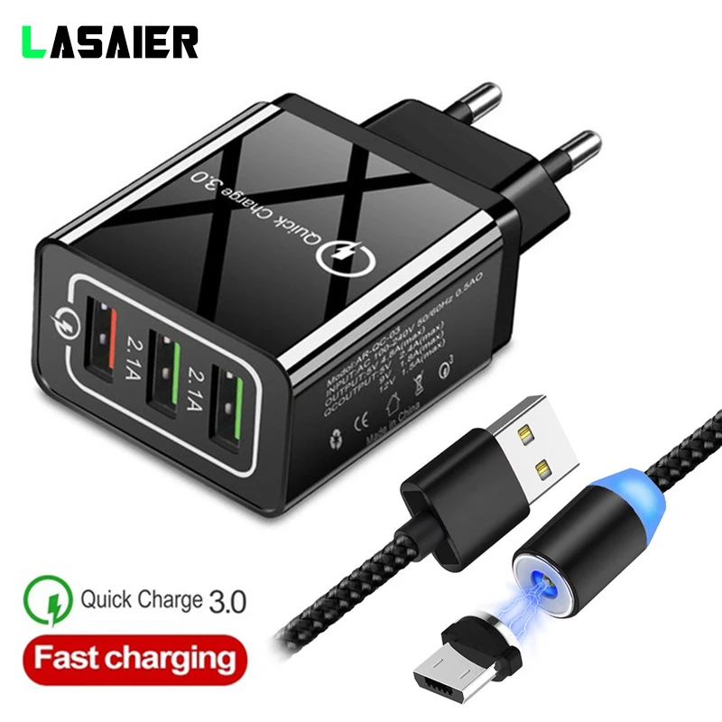 18 Вт USB зарядное устройство Быстрая зарядка 3 0 QC Зарядка адаптер Мобильный кабель
