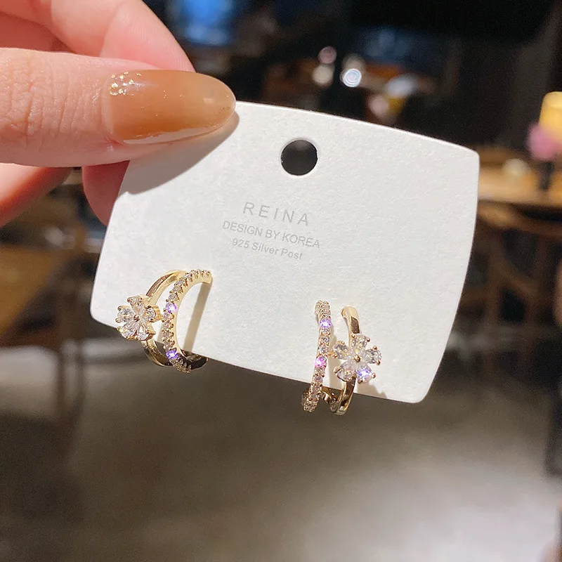 

Wholesale Silver Plated Flower Zircon Earrings Eardrops Drop Shipping Gift