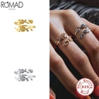 Женское регулируемое кольцо Romad, Открытое кольцо из серебра 925 пробы с цветком розы, свадебное ювелирное изделие, W5
