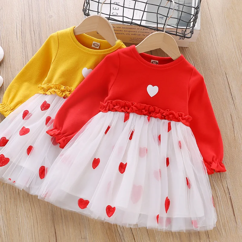 

Little Kid Love Long Sleeve Tulle Smocked Dresses for Kids Wedding Dress for Kids Girls Princess Dress Toddler Girl Clothes