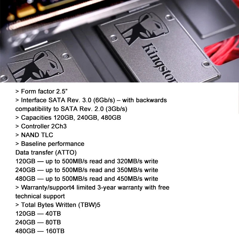 Внутренний твердотельный накопитель Kingston A400 SSD 120 ГБ 240 480 2 5 дюйма SATA III HDD жесткий