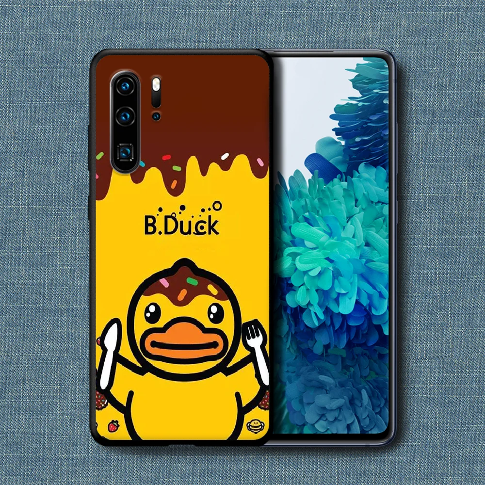 

Cartoon Cute Yellow B DUCK Phone Case For Huawei P Mate Smart 10 20 30 40 Lite Z 2019 Pro black Coque Tpu Prime Luxury Bumper