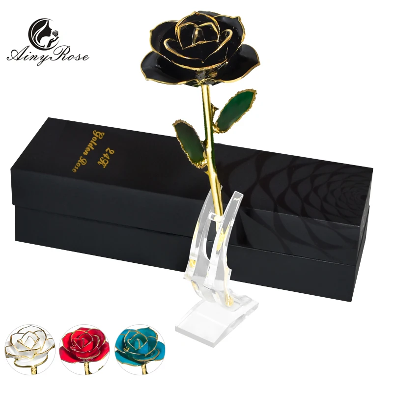 

AINYROSE 24K позолоченная Роза романтическая вечная роза с подарочной упаковочной коробкой для дня рождения матери день юбилея подарок