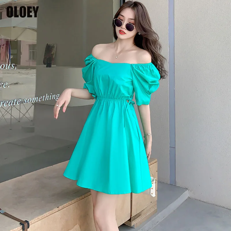

French Holiday Party Dress 2021 Summer Women Fashion Dress Female Elegant Korean Slim Square Collar Puff Sleeve Dress Mini Dress