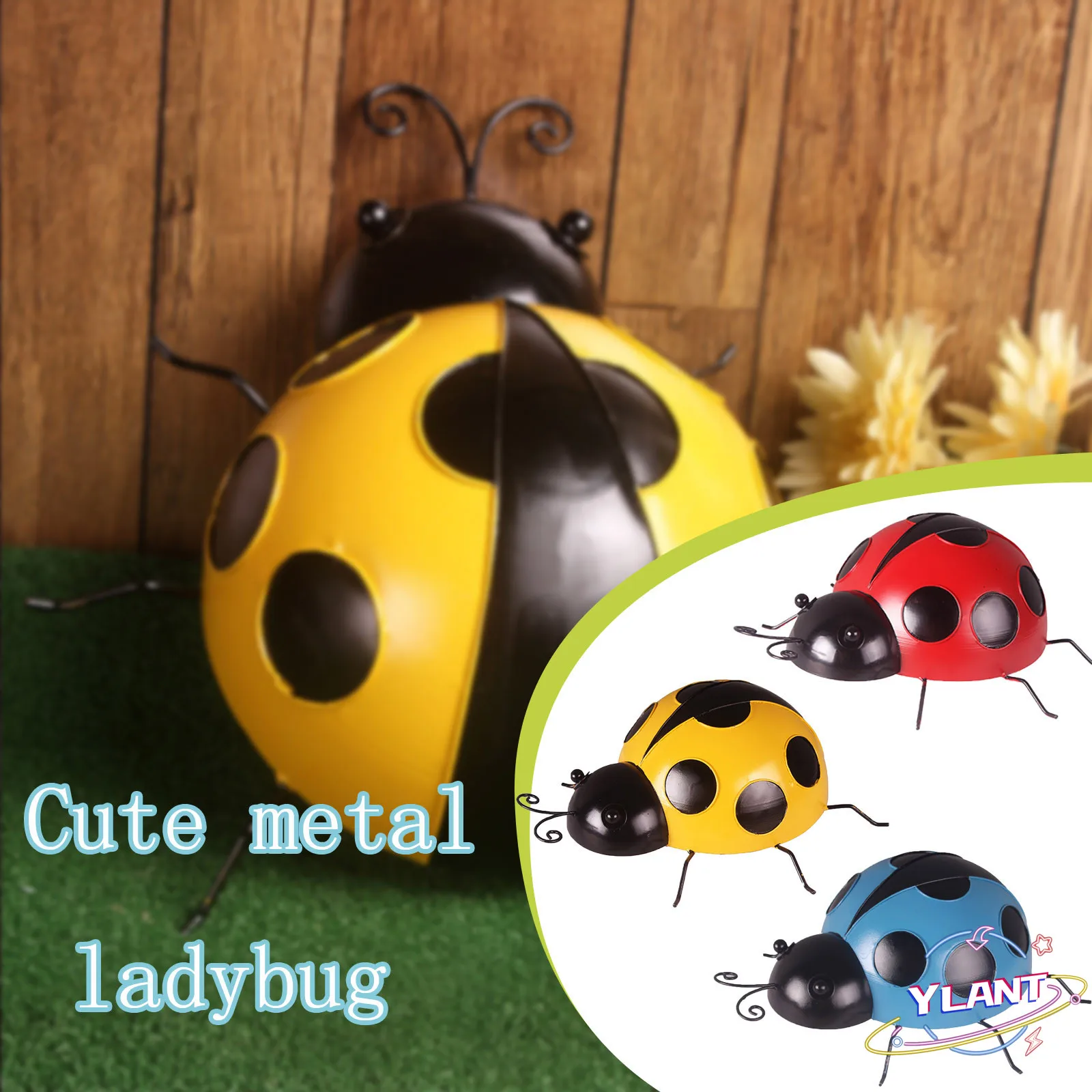 

Outdoor Metal Animal Decoration for kawaii room ladybug Backyard Decor 9x9cm Garden beetle decorative bark pendant beetle Art