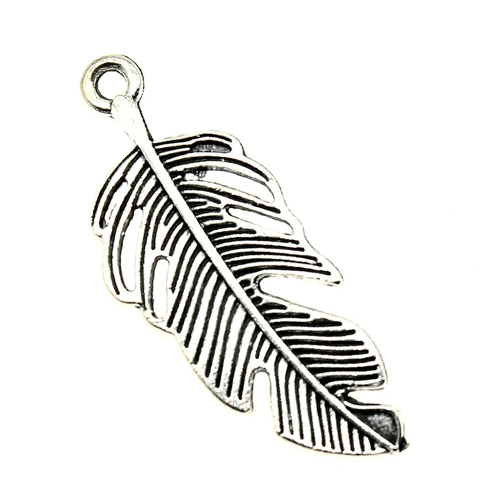 

Charms For Earrings Components 5pcs Feather Charms 40x16mm Antique Silver Planted