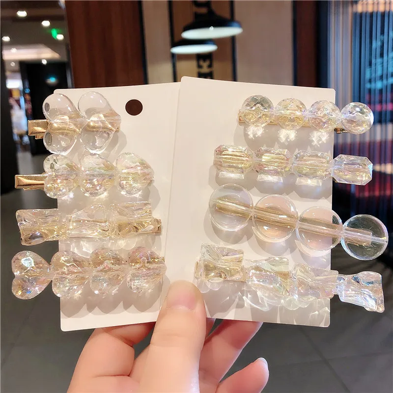 

Laser Transparent Hair Clip Dream Geometric Resin Hairpins Heart Square Round Hair Clips for Women Girl Sweet Hair Accessories