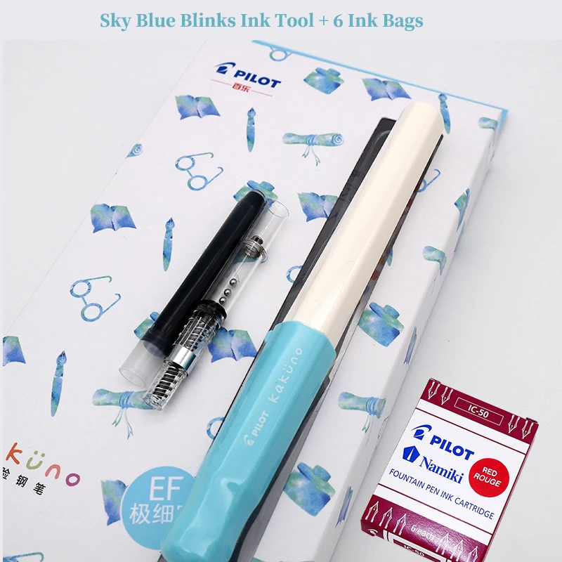 Sky blink Pilot Kakuno FKA-1SR авторучка набор студентов улыбающееся лицо стиль нержавеющая сталь наконечник для письма - Цвет: Sky blink