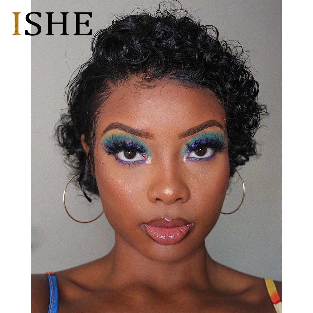 Парик Фея кудрявые передние кружевные человеческие волосы короткие парики боб