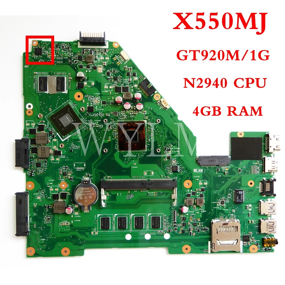 Материнская плата X550MJ N2940CPU 4 Гб RAM LVDS REV2.0 для ASUS X550M X552M Y582M X550MD материнская ноутбука