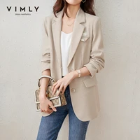 vimly new coat for women fashion notched single breasted houndstooth blazer office lady business jackets female clothes f6390