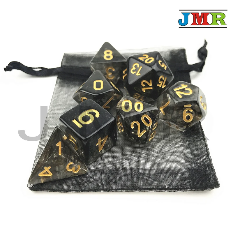 Высокое качество Nebular Juegos De Mesa Dados черные игральные кости набор D4 D6 D8 D10 % D20 для DnD Rpg