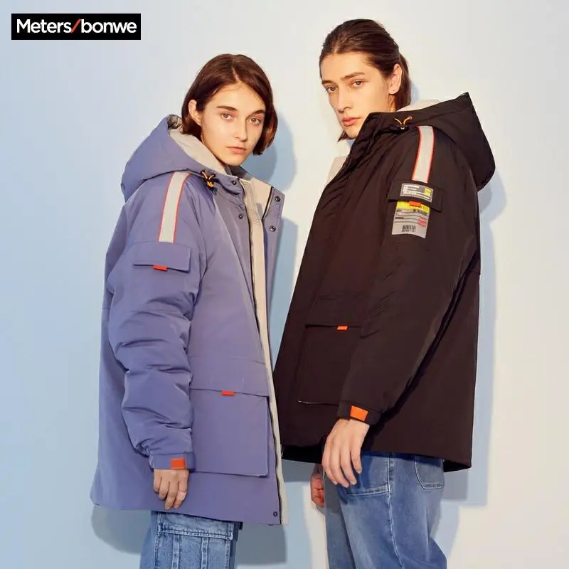 Metersbonwe Зимняя Мужская Женская Стеганая куртка с капюшоном для пар уличная зимняя