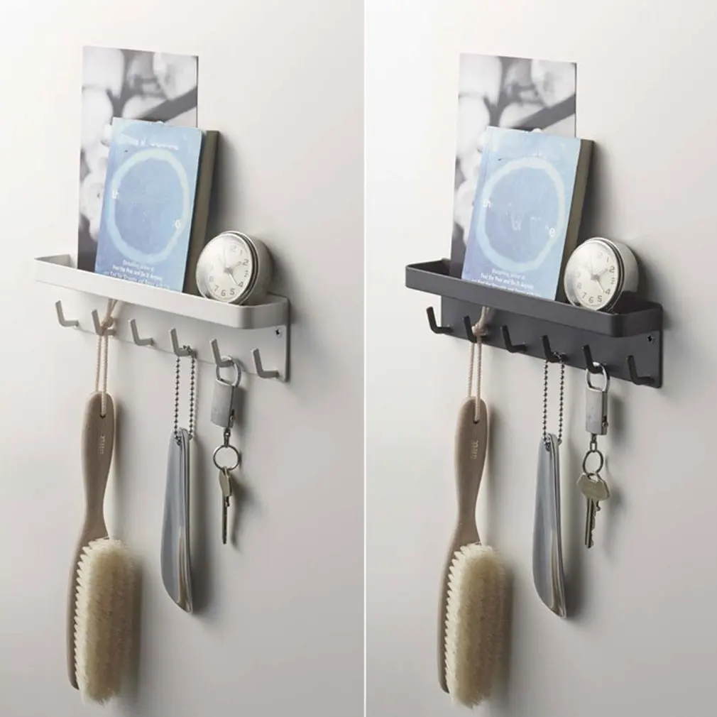 

Multifunctional Seamless Wall-mounted Rack With 6 Hooks Design Anti-rust And Anti-skid Coat Rack Towel Rack