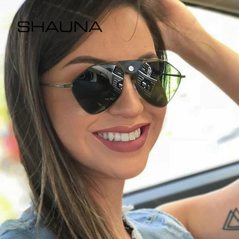 Женские и мужские очки авиаторы SHAUNA поляризационные из искусственной кожи с