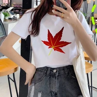 summer casual new harajuku womens t shirt fashion creative red maple leaf graphic printed t shirt female short sleeve tshirt