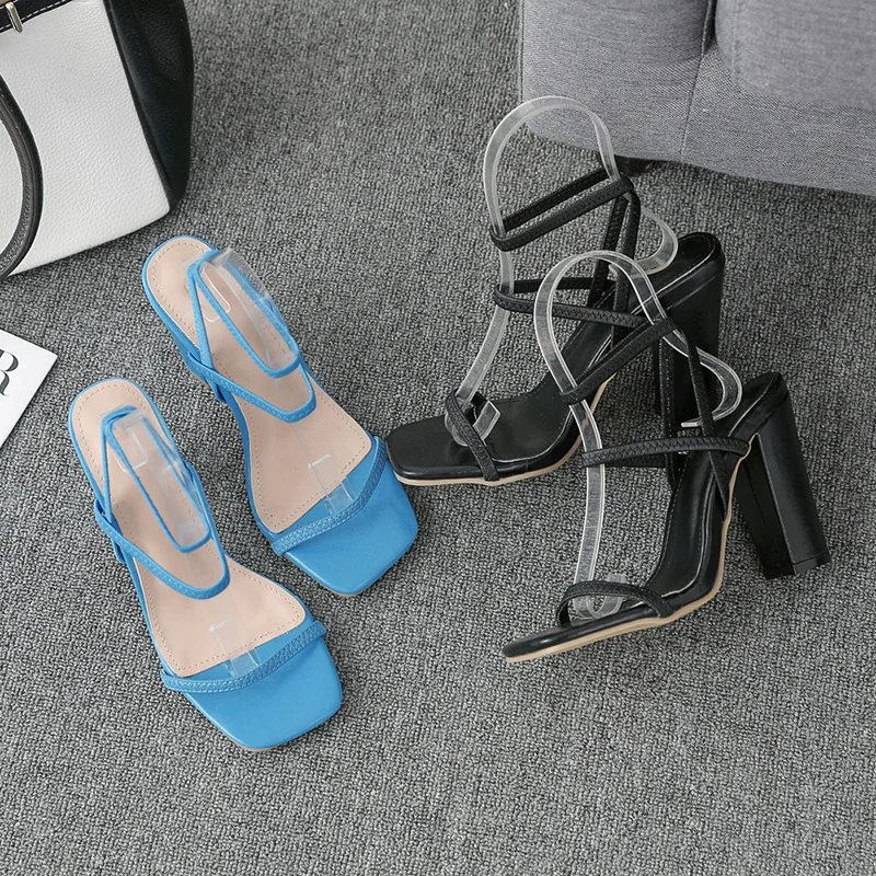 

2021 Ankle Strap Women Sandals Summer Fashion Brand Thin High Heels Gladiator Sandal Shoes Narrow Band Party Dress Pump Shoes