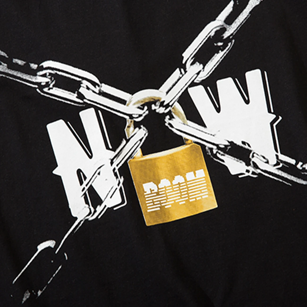 

LACIBLE Hip Hop Men Summer Streetwear T Shirt Lock Chain Letter Print Tshirt Harajuku Cotton Casual Short Sleeve Shirt Black