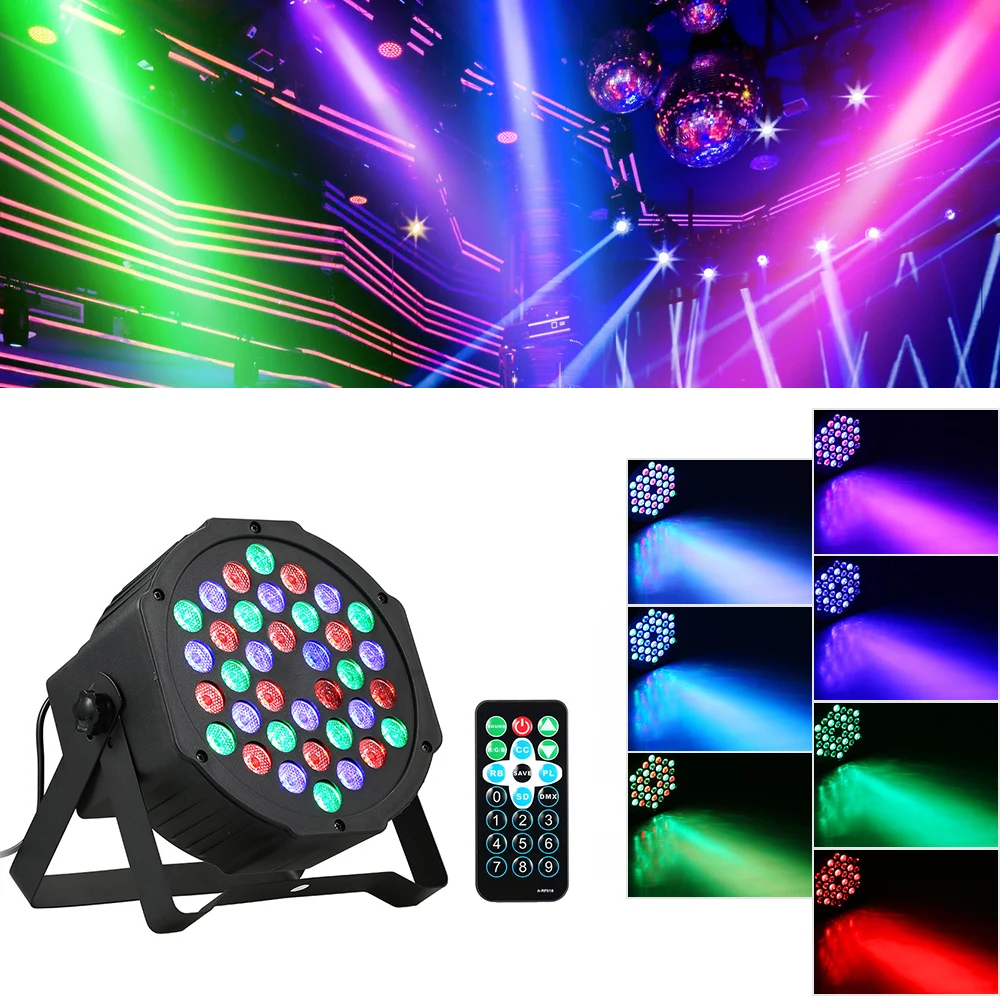AC90-240V 24 Вт 36 светодиодов RGB миниатюрный сценический светильник с ИК-пультом