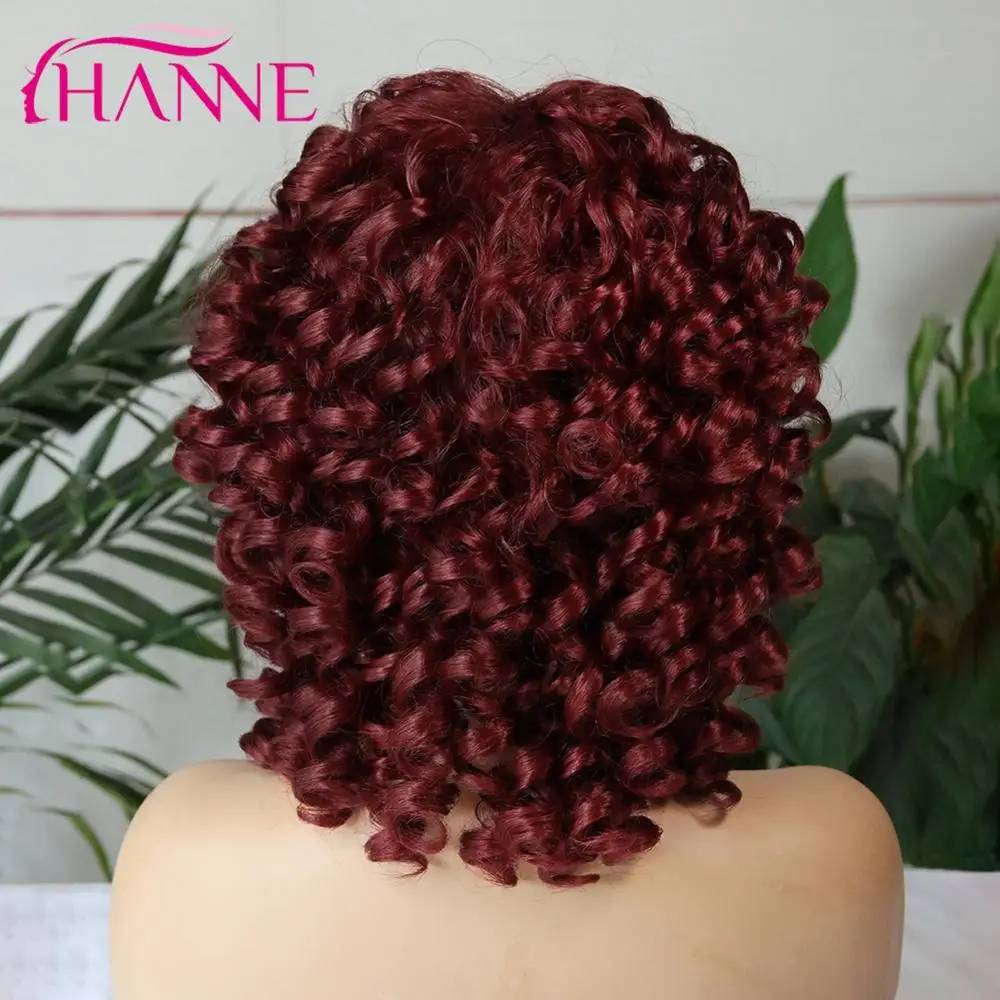 Hanne короткий бордовый/винно красный натуральный кудрявый синтетический парик