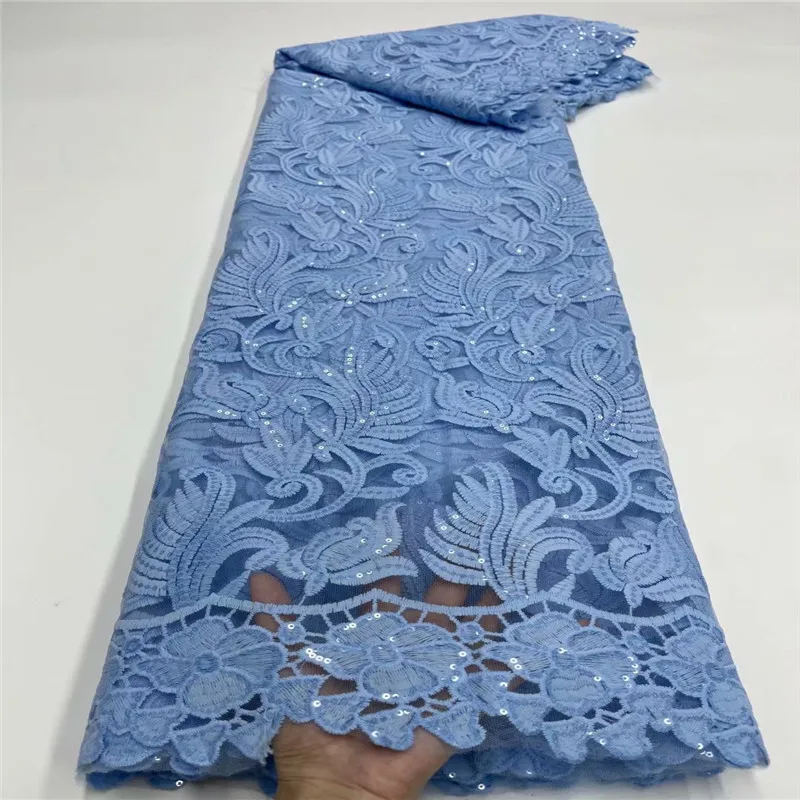 

New Arrival High Quality African Cord Lace Fabric With Sequins Chemical Lace Water Soluble Guipure Lace Fabric For Wedding