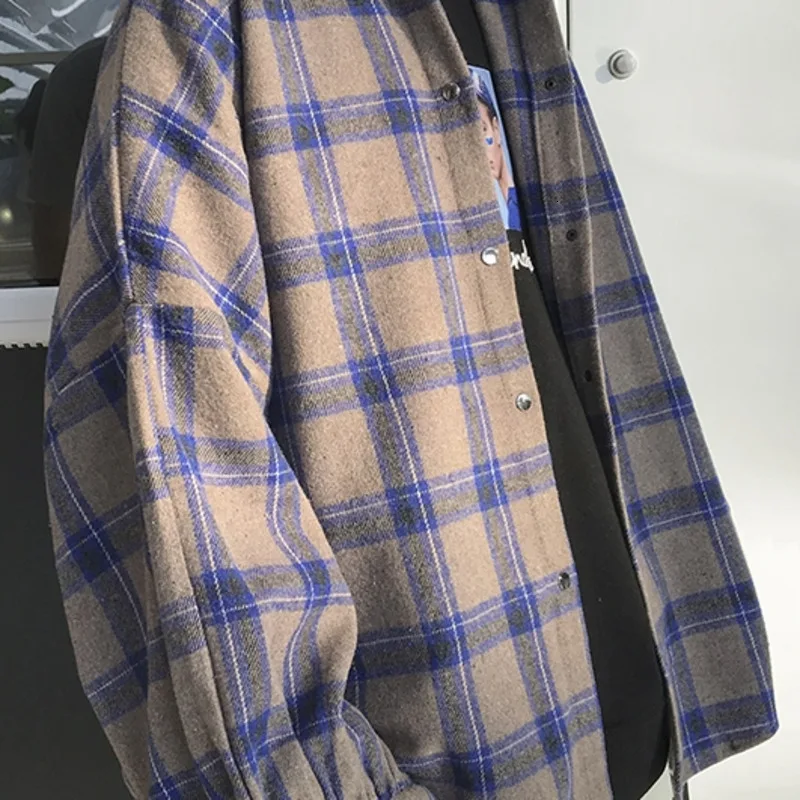 Winter New Thick Woolen Shirt Men Fashion Retro Casual Woolen Jacket Man Streetwear Wild Loose Long-sleeved Shirt Coat Men M-5XL