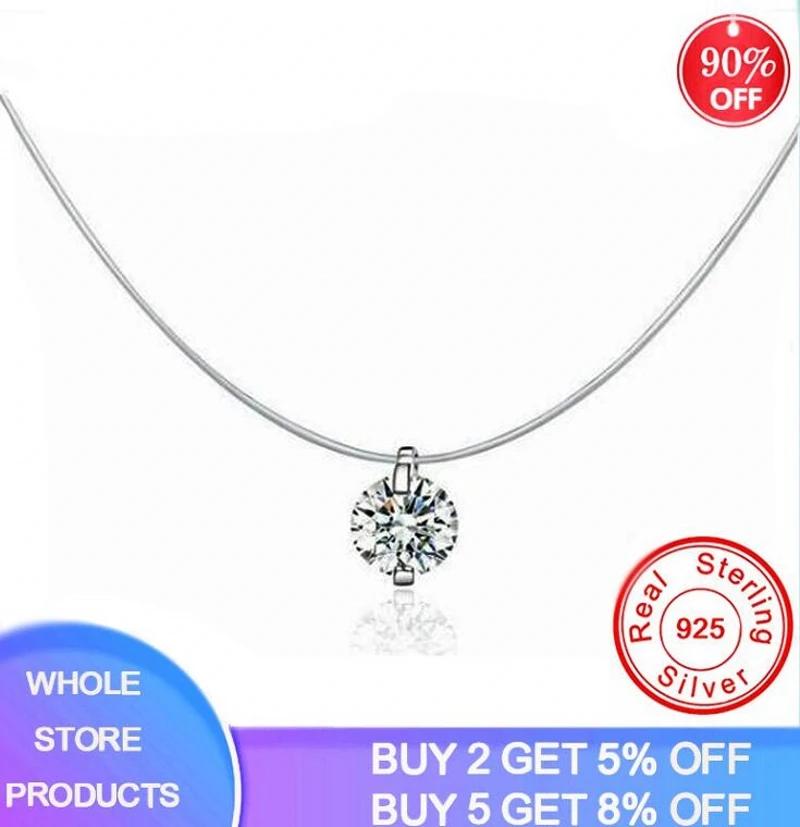 Модный чокер невидимое ожерелье из лески с кристаллами подвеска на шею циркона