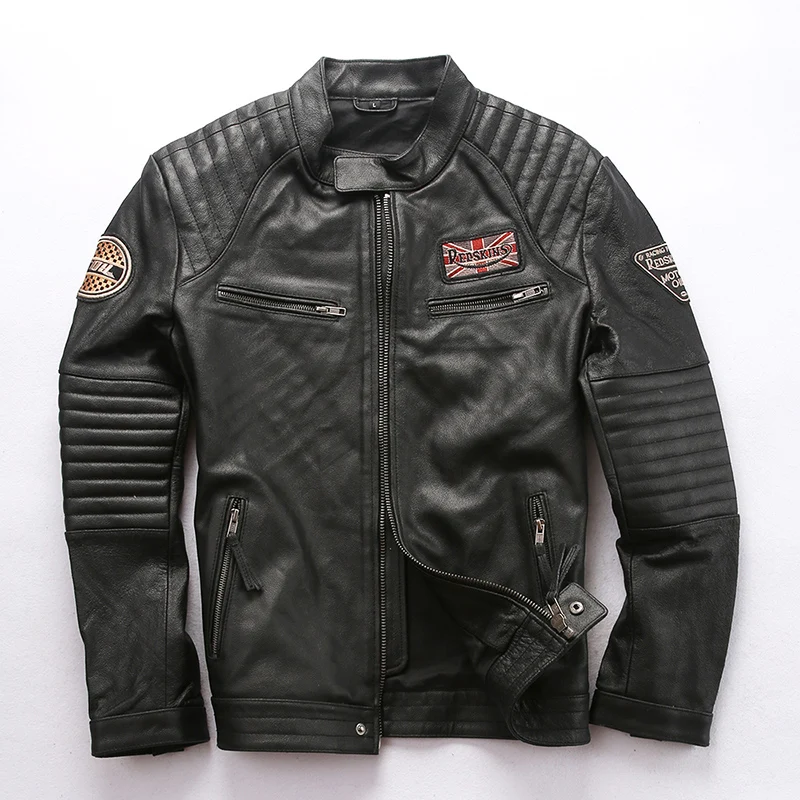 Мужская куртка из натуральной кожи Сезон осень зима Теплая винтажная