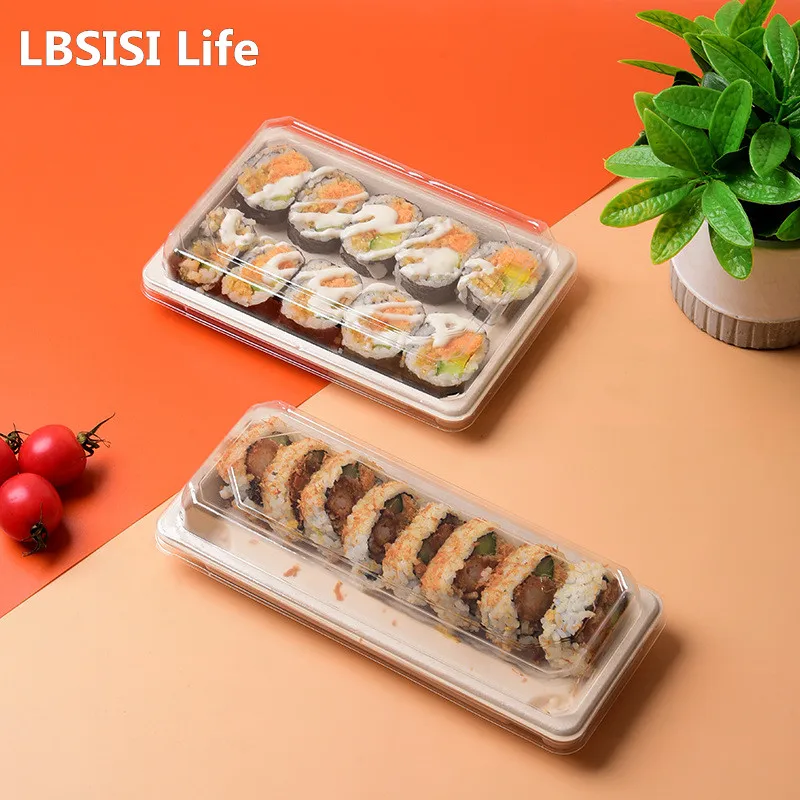 

Одноразовая упаковка для суши LBSISI Life, 50 шт., прозрачная коробка, коробки для фруктов для салата, еды на вынос, биоразлагаемые
