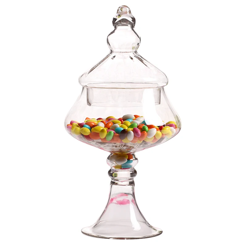 

European Transparent Glass Candy Jar Glass Storage Tank Bottles Dust-Proof With Lid Decor Crafts Dessert Stand Wedding Supplies