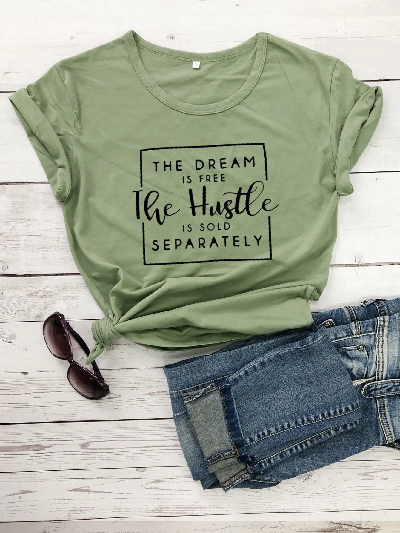 

100% Cotton Women T Shirt The Dream Is Free Printed Tshirt Ladies Short Sleeve Tee Shirt Women Female Tops Clothes Camisetas