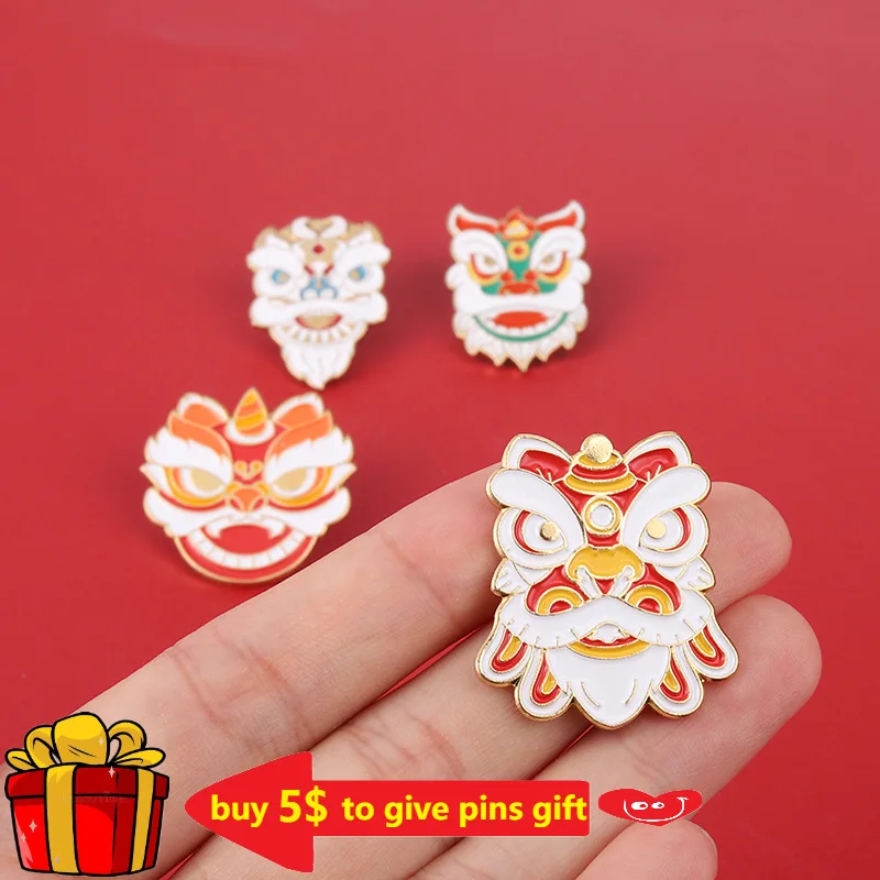 Эмалированный значок в китайском стиле традиционное народное искусство Лев