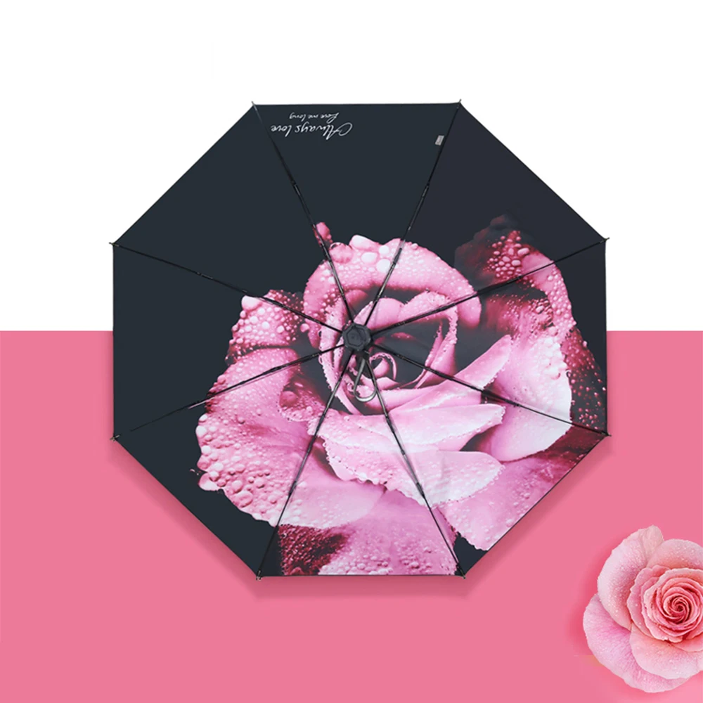 Складной зонт от дождя и солнца с цветами женский складной индивидуальный зонтик